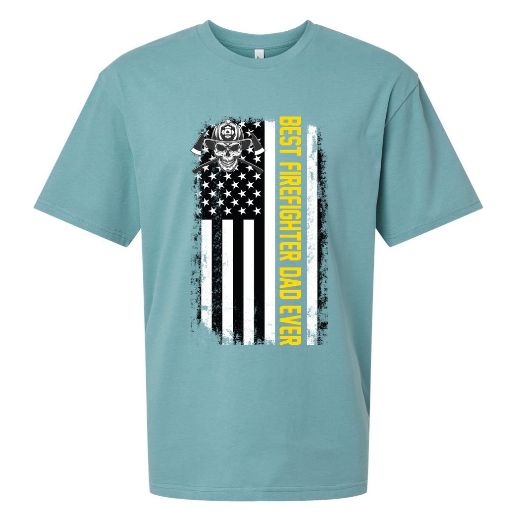 Best Firefighter Dad Ever Flag Sueded Cloud Jersey T-Shirt
