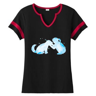 Best Friends Child With Dog Ladies Halftime Notch Neck Tee