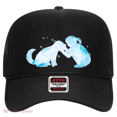 Best Friends Child With Dog High Crown Mesh Back Trucker Hat