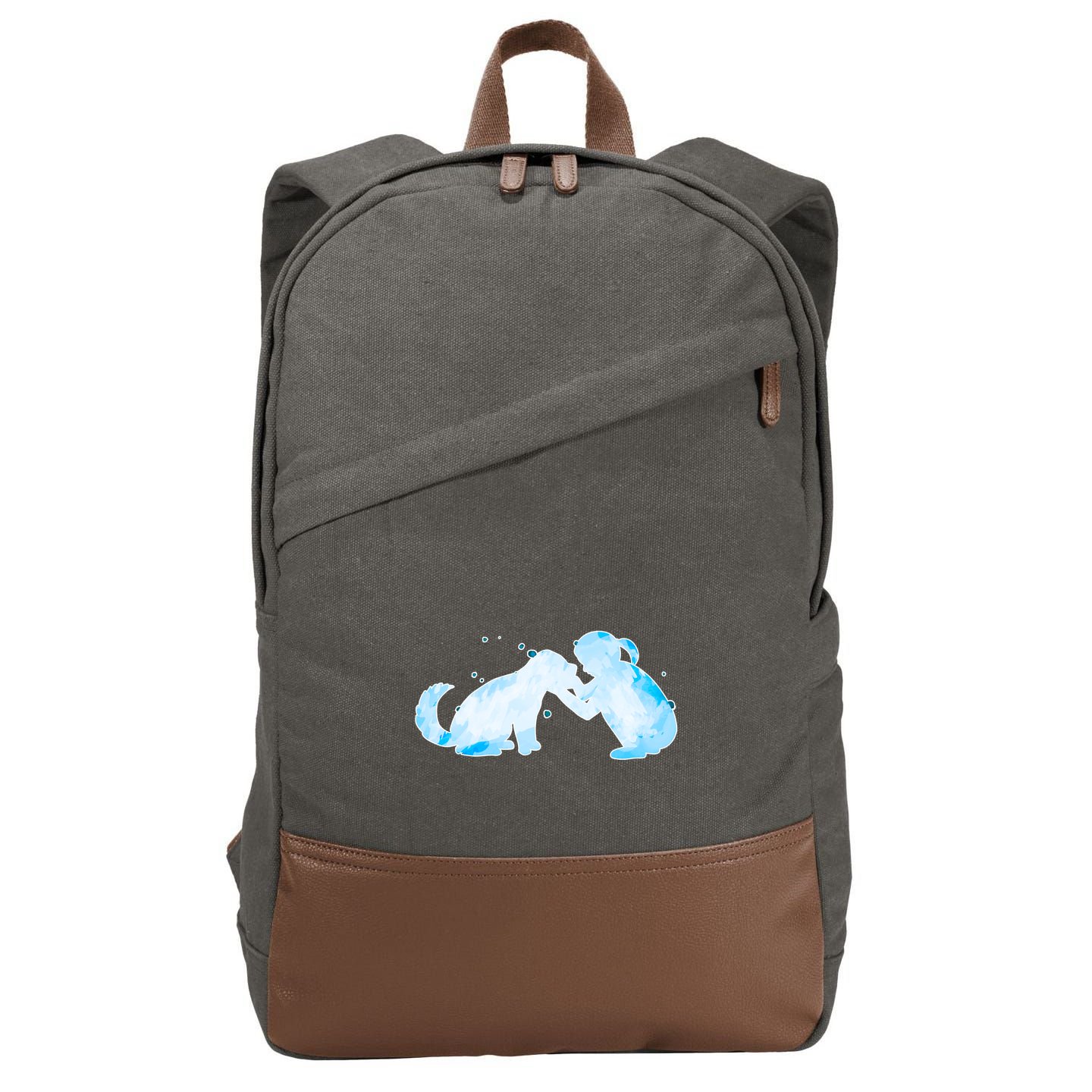 Best Friends Child With Dog Cotton Canvas Backpack