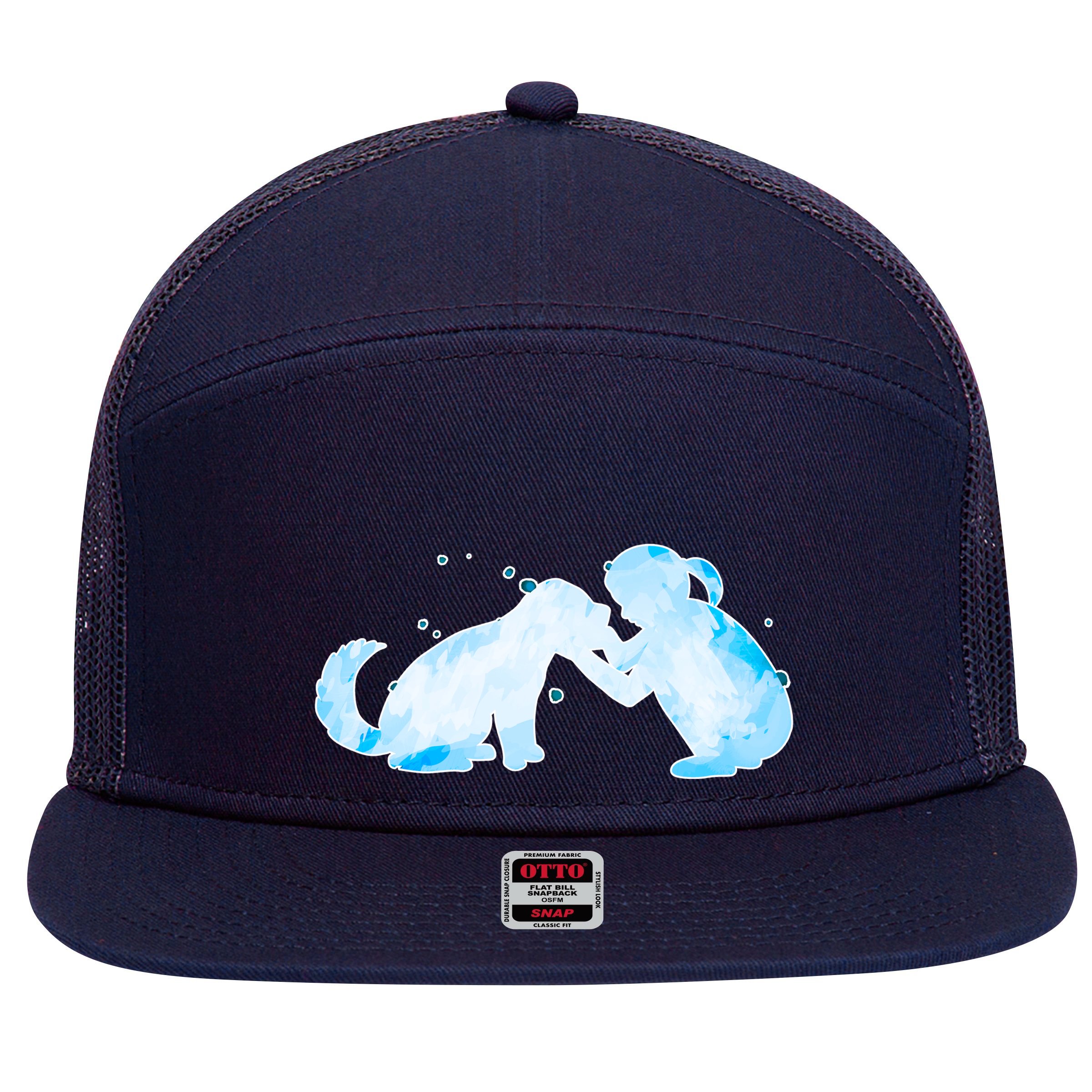 Best Friends Child With Dog 7 Panel Mesh Trucker Snapback Hat