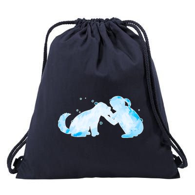 Best Friends Child With Dog Drawstring Bag