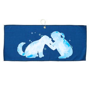 Best Friends Child With Dog Large Microfiber Waffle Golf Towel