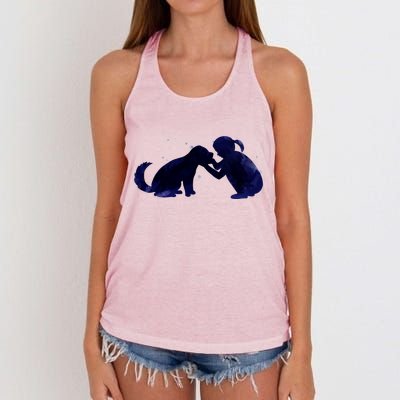 Best Friends Child With Dog Women's Knotted Racerback Tank