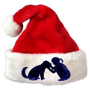 Best Friends Child With Dog Premium Christmas Santa Hat