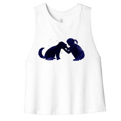 Best Friends Child With Dog Women's Racerback Cropped Tank