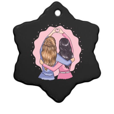 Best Friends Heart Ceramic Star Ornament