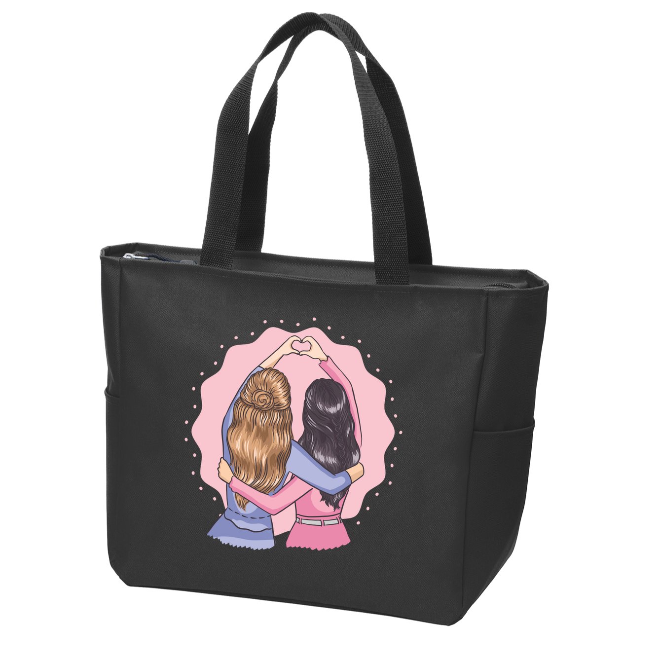 Best Friends Heart Zip Tote Bag