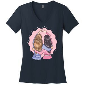 Best Friends Heart Women's V-Neck T-Shirt