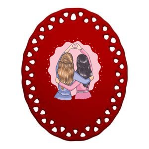 Best Friends Heart Ceramic Oval Ornament