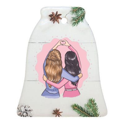 Best Friends Heart Ceramic Bell Ornament