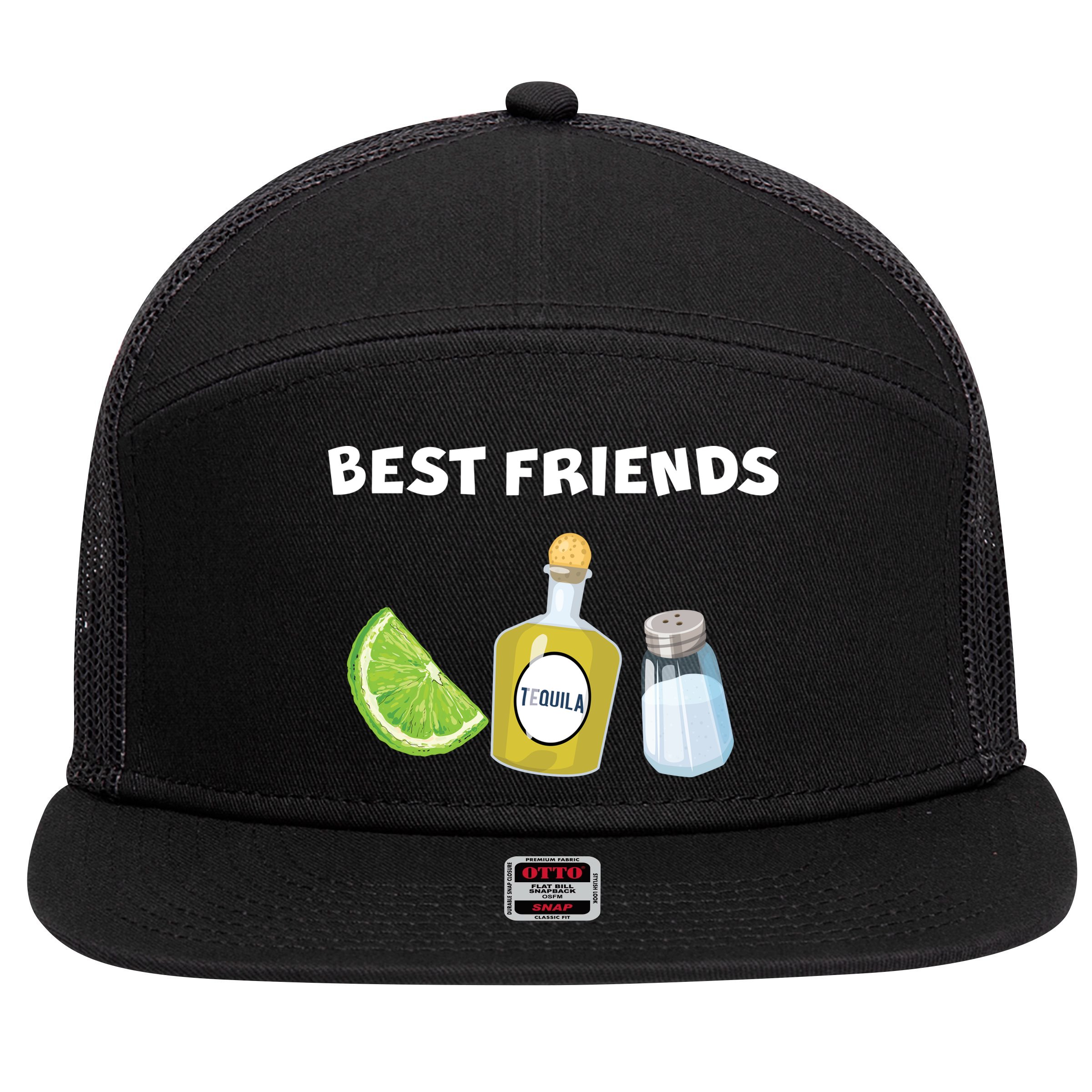 Best Friends Lime Tequila Salt 7 Panel Mesh Trucker Snapback Hat