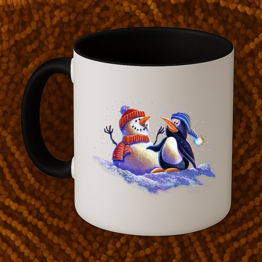 Best Friends Snowman and Penguin Mug