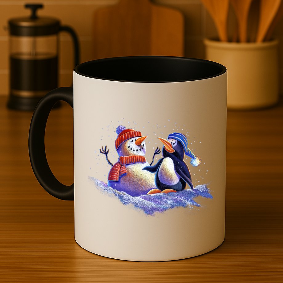 Best Friends Snowman and Penguin Mug