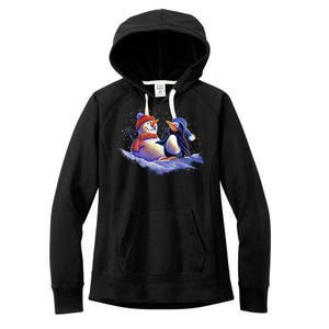 Best Friends Snowman and Penguin Women's Fleece Hoodie