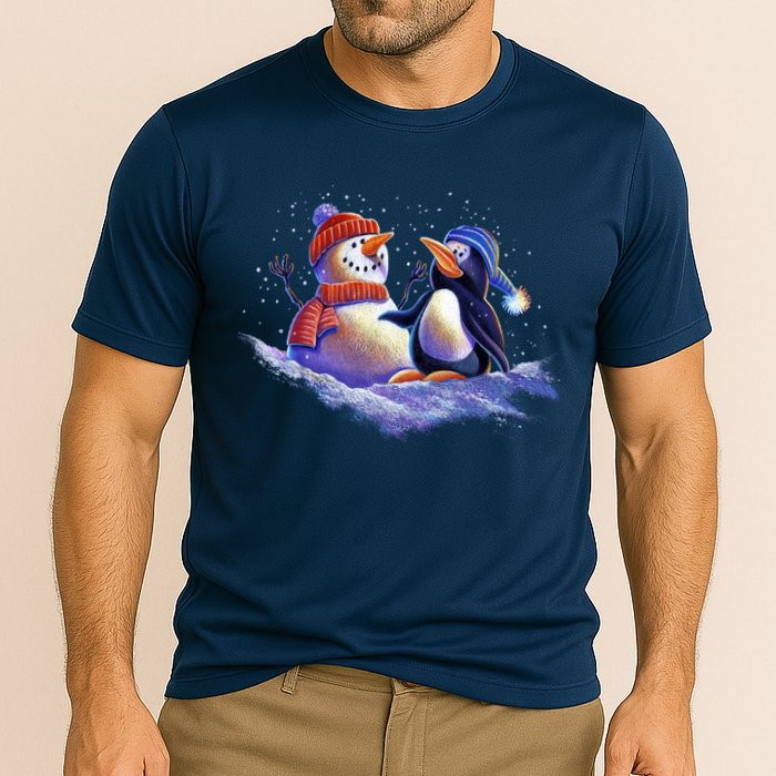 Best Friends Snowman and Penguin Cooling Performance Crew T-Shirt