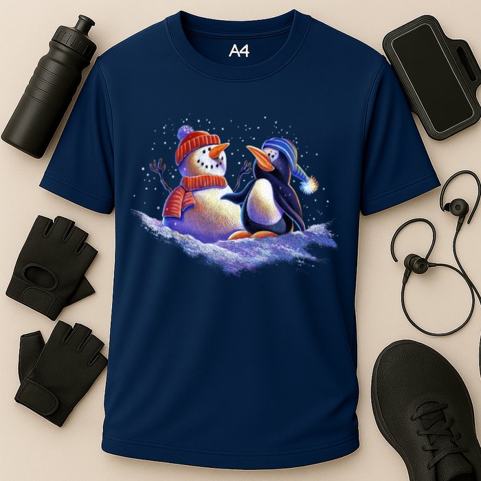 Best Friends Snowman and Penguin Cooling Performance Crew T-Shirt
