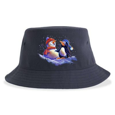 Best Friends Snowman and Penguin Sustainable Bucket Hat
