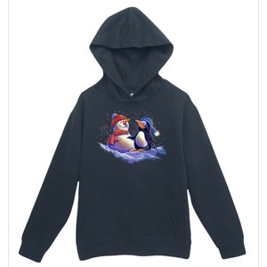 Best Friends Snowman and Penguin Urban Pullover Hoodie