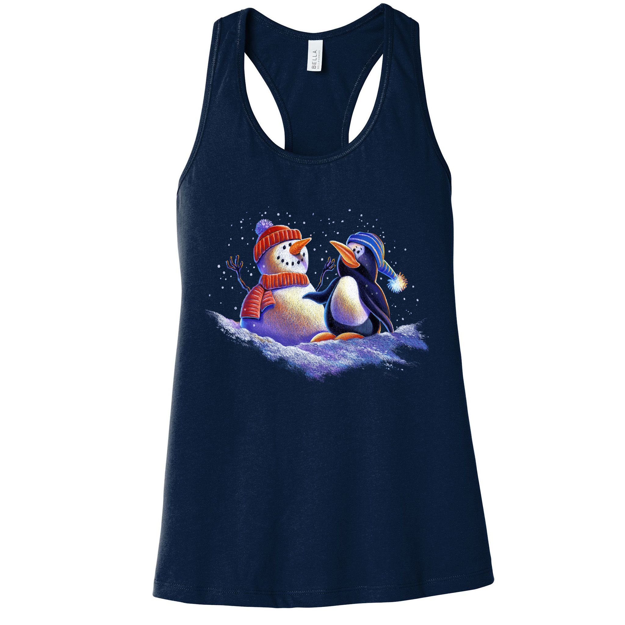 Best Friends Snowman and Penguin Womens Tank Top