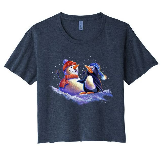 Best Friends Snowman and Penguin Crop Top