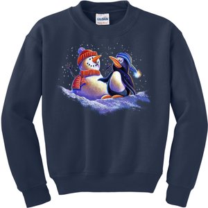 Best Friends Snowman and Penguin Kids Sweatshirt