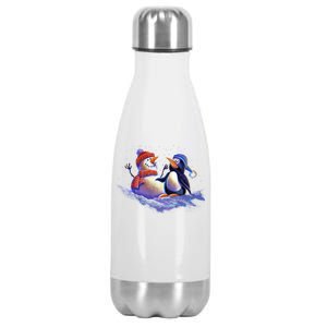 Best Friends Snowman and Penguin Stainless Steel Insulated Water Bottle