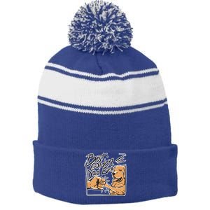 Best Golden Dad Ever Stripe Pom Pom Beanie