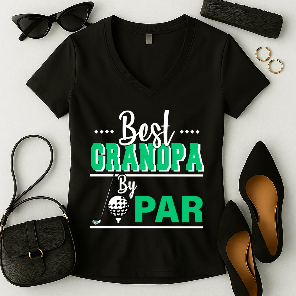 Best Grandpa By Par Women's V-Neck T-Shirt