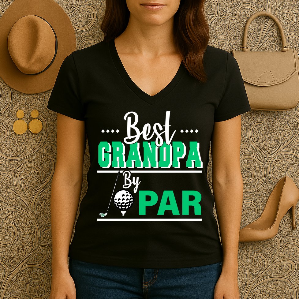 Best Grandpa By Par Women's V-Neck T-Shirt