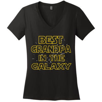 Best Grandpa In The Galaxy Women's V-Neck T-Shirt