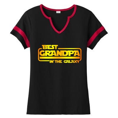 Best Grandpa In The Galaxy Funny Ladies Halftime Notch Neck Tee