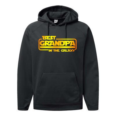 Best Grandpa In The Galaxy Funny Performance Fleece Hoodie