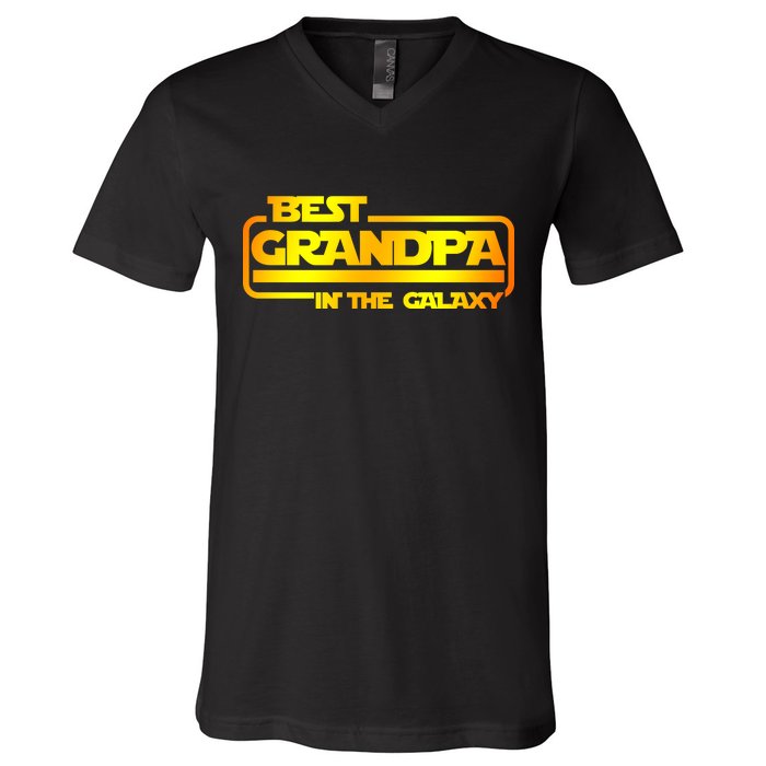 Best Grandpa In The Galaxy Funny V-Neck T-Shirt