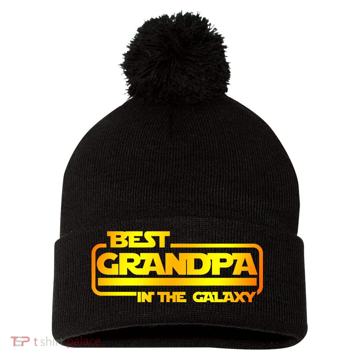 Best Grandpa In The Galaxy Funny Pom Pom 12in Knit Beanie