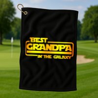 Best Grandpa In The Galaxy Funny Golf Towel