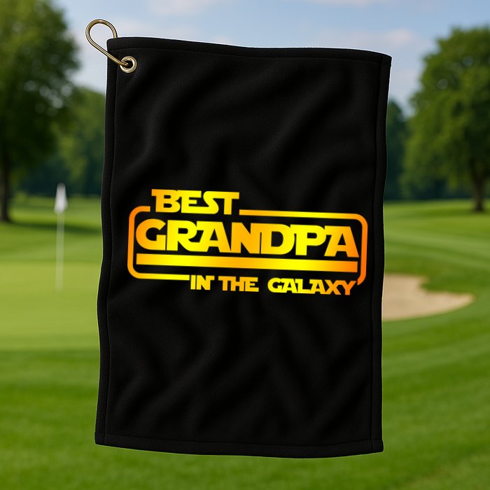 Best Grandpa In The Galaxy Funny Golf Towel