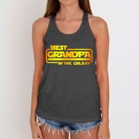 Best Grandpa In The Galaxy Funny Women's Knotted Racerback Tank