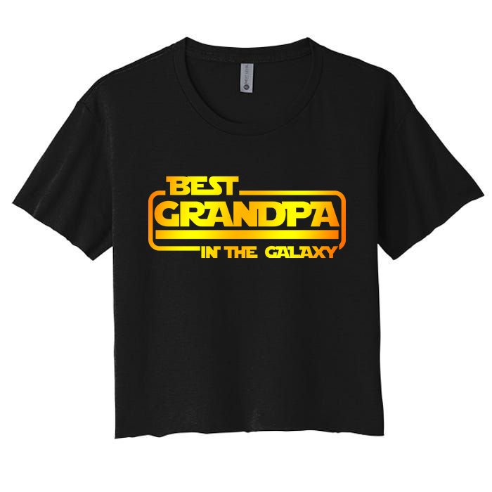 Best Grandpa In The Galaxy Funny Women's Crop Top Tee