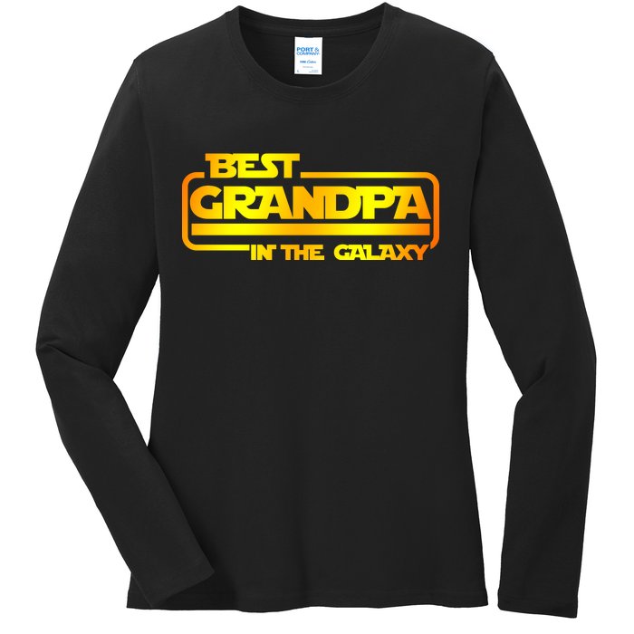 Best Grandpa In The Galaxy Funny Ladies Long Sleeve Shirt