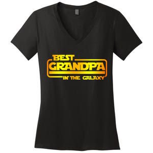 Best Grandpa In The Galaxy Funny Women's V-Neck T-Shirt