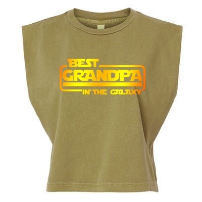 Best Grandpa In The Galaxy Funny Garment-Dyed Women's Muscle Tee