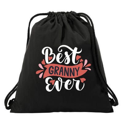 Best Granny Ever Hearts Drawstring Bag