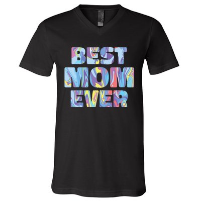 Best Mom Ever Colorful V-Neck T-Shirt