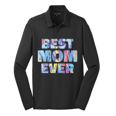 Best Mom Ever Colorful Silk Touch Performance Long Sleeve Polo