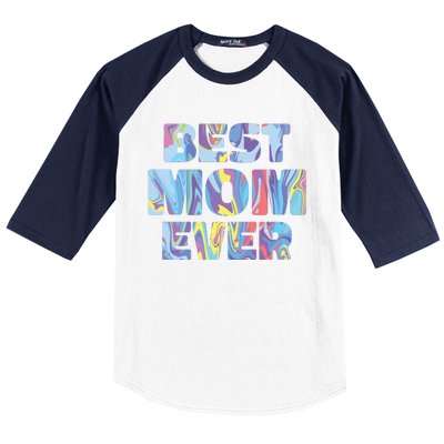 Best Mom Ever Colorful Baseball Sleeve Shirt