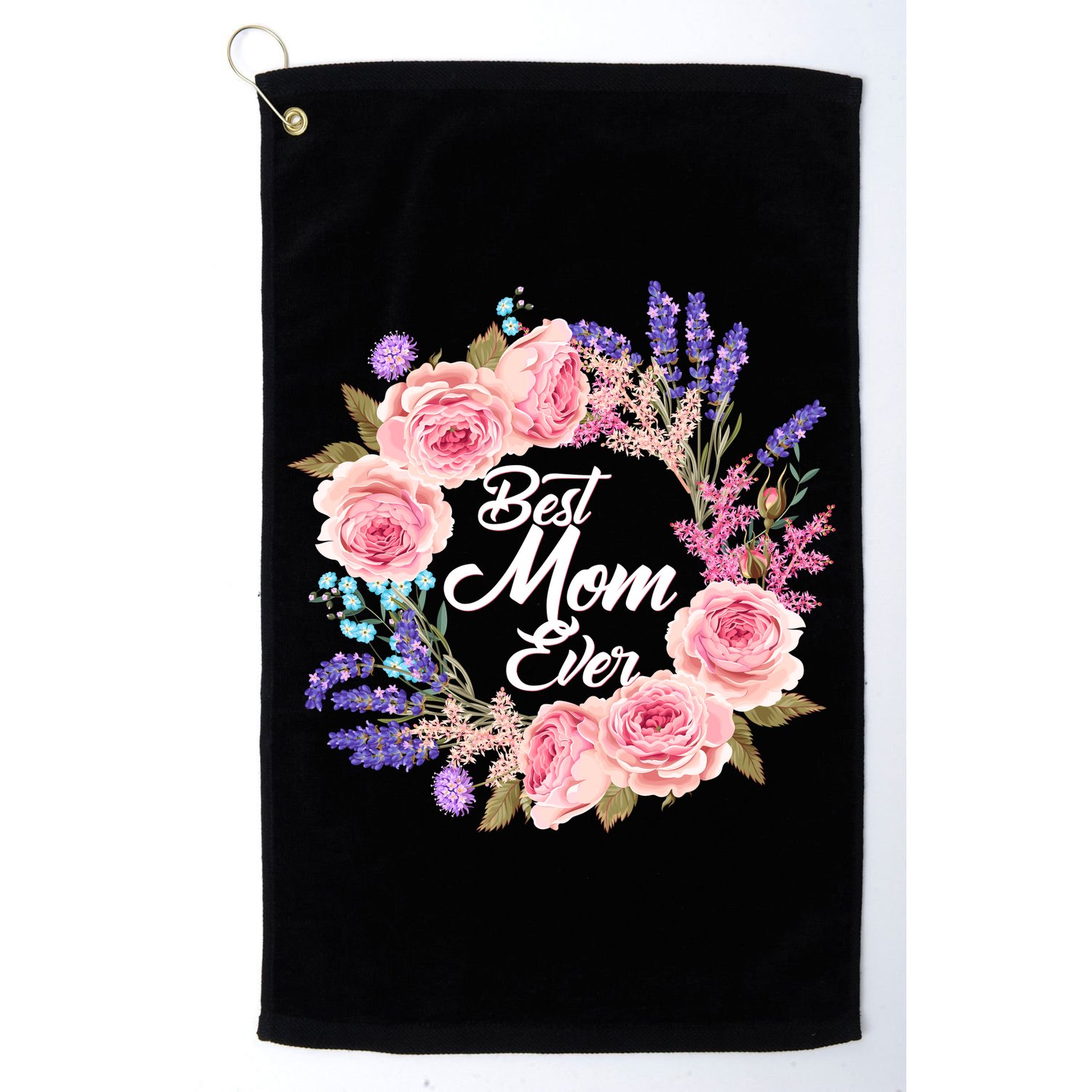 Best Mom Ever Flower Wreath Golf Towel