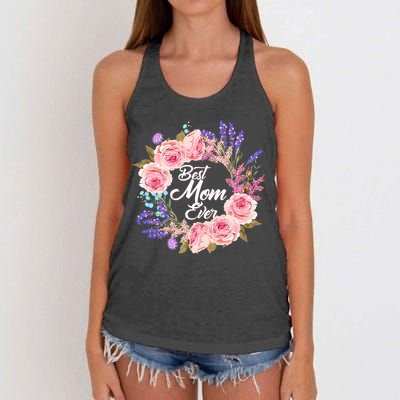 Best Mom Ever Flower Wreath Women's Knotted Racerback Tank