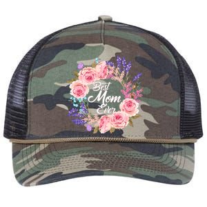 Best Mom Ever Flower Wreath Retro Rope Trucker Hat Cap