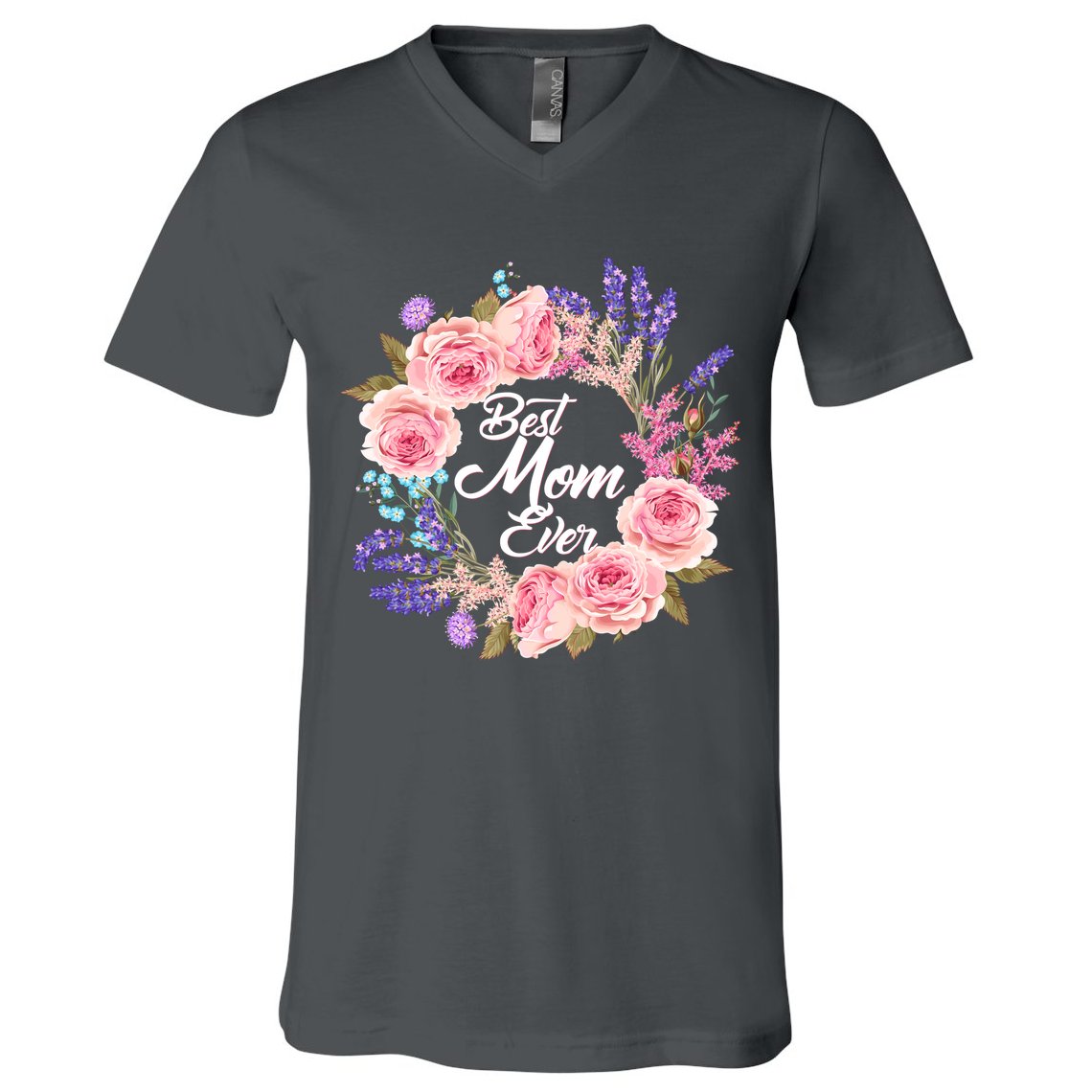 Best Mom Ever Flower Wreath V-Neck T-Shirt